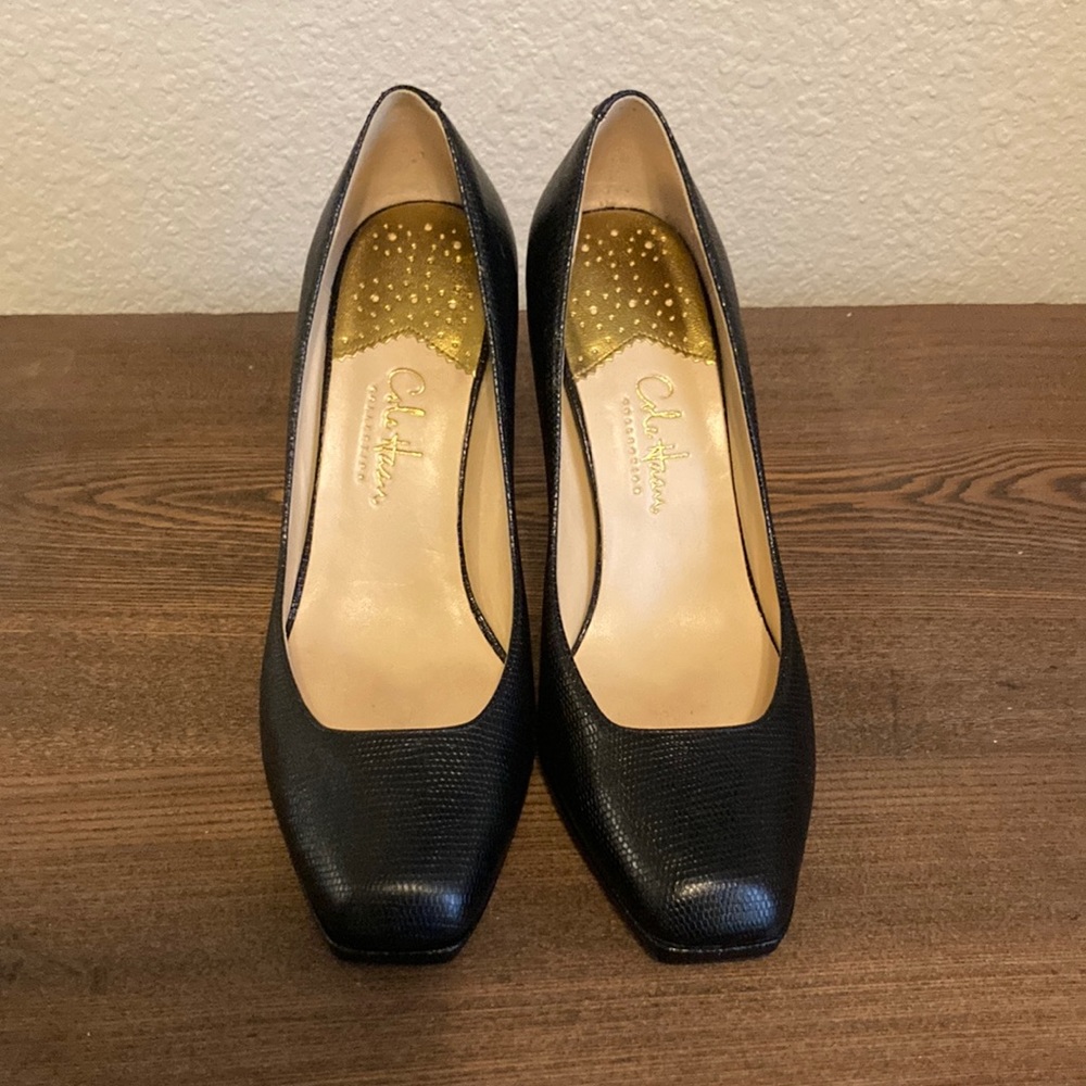 Black square toe heels. EUC